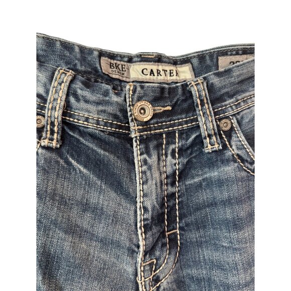 BKE Carter Straight Leg Denim Jeans Men’s 32L Blue Medium Wash Contrast Stitchin - Picture 3 of 7